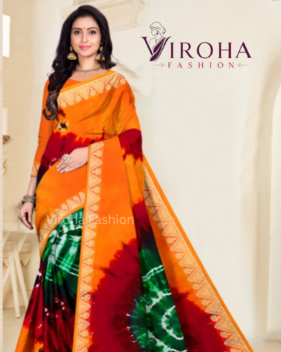 Rangoli Mull Mull Saree(Multicolor)