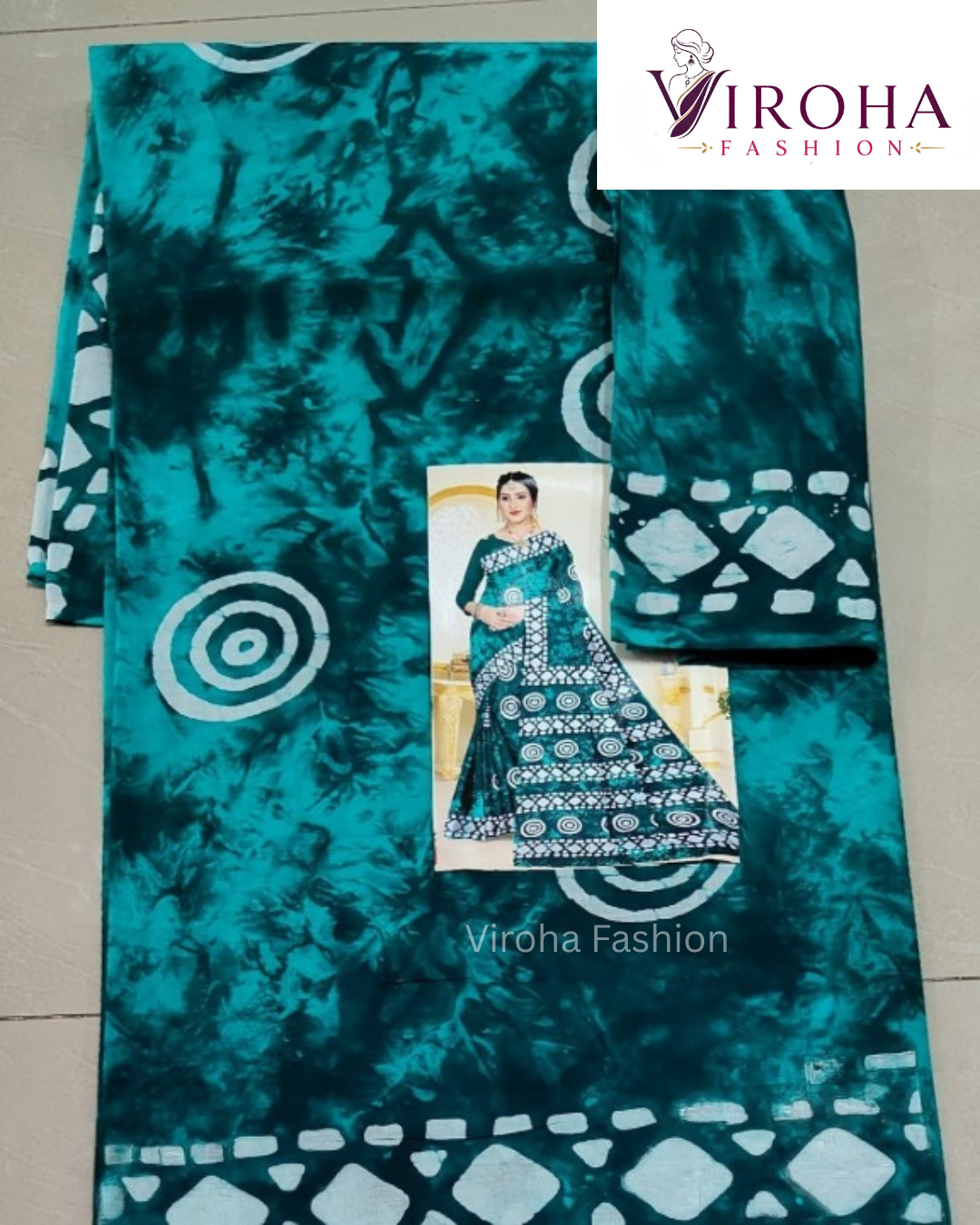 Digital Print Handloom Cotton Linen Saree(Teal)