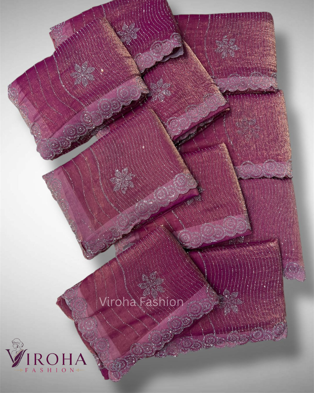Embroidered, Embellished Bollywood Georgette Saree (Pink)