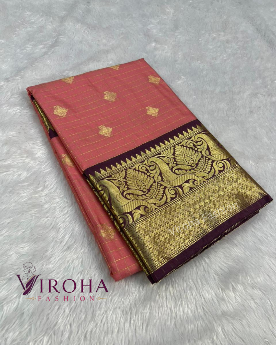 Soft silk saree(Peach)