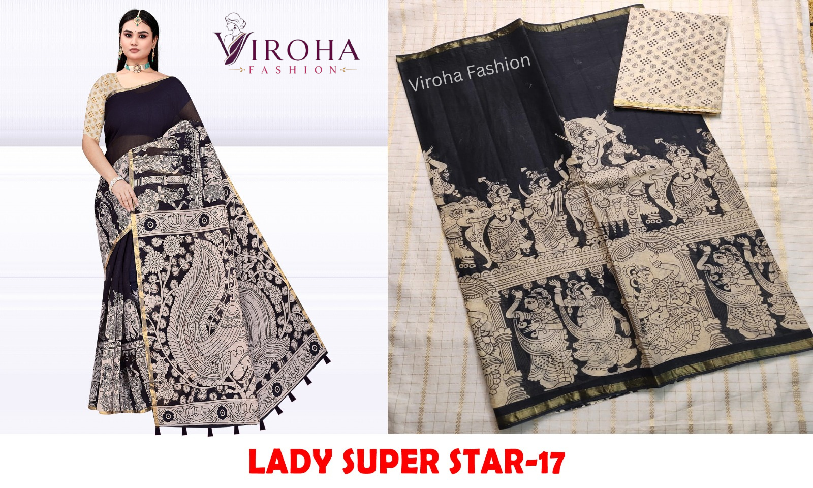 Linen Cotton Saree(Black)